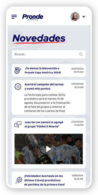El prode de Crombie le permite al administrador enviar información sobre el juego o la empresa.